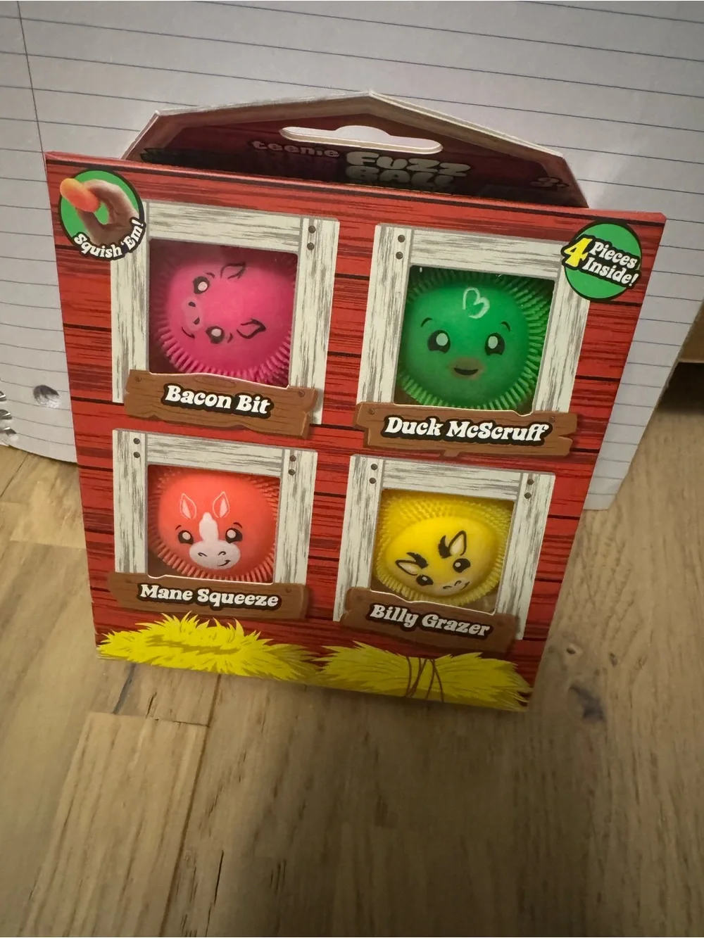 Needoh 4-Piece Squish Farm Animal Stress Toys - Pink, Green, Orange, Yellow
